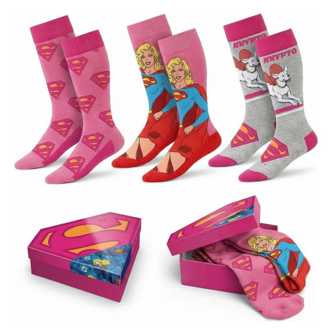 Fashion & Accessories - DC Comics Socks Superman Supergirl 3-Pack 36-43