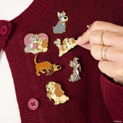 Fashion & Accessories - Disney by Loungefly Enamel Pins Lady and the Tramp Blind Display (12)