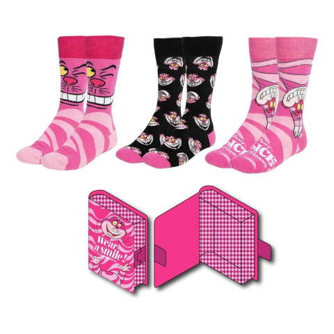 PRECOMENZI - Disney Socks 3-Pack Alice in Wonderland Cheshire Cat 36-43