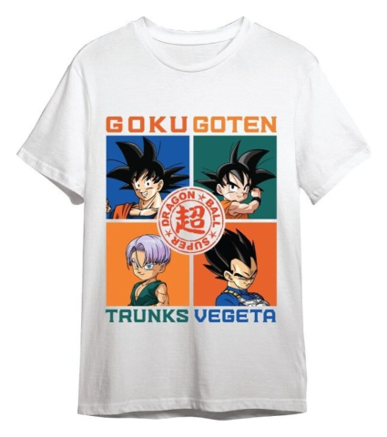 PRECOMENZI - Dragon Ball Super T-Shirt Goku, Goten, Trunks, Vegeta White Size XXL