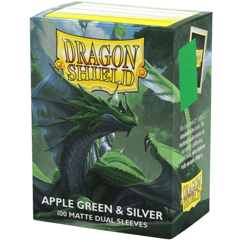 Board Games - Dragon Shield Apple Green & Silver Matte Dual Card Sleeves (100)