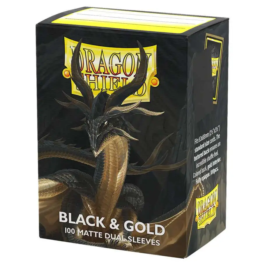 Board Games - Dragon Shield Matte Dual Black/Gold Standard Card Sleeves 100 buc