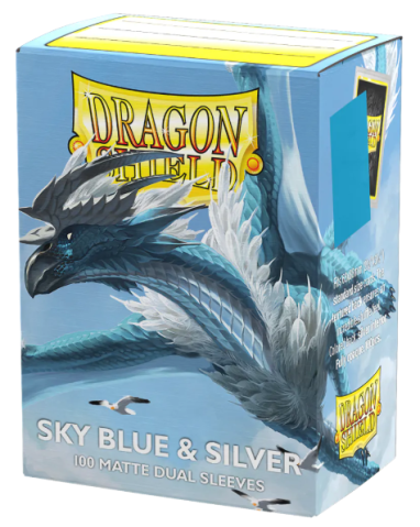 Board Games - Dragon Shield Sky Blue & Silver Matte Dual Card Sleeves (100)