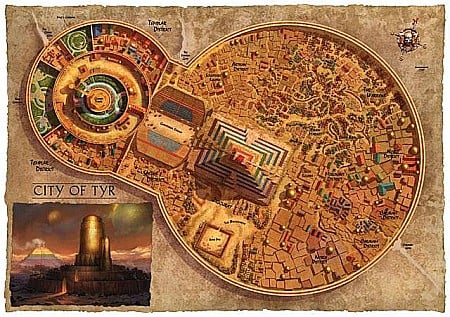 Altele - Dungeons and Dragons: Campaign Mat – Dark Sun: City of Tyr Campaign Map