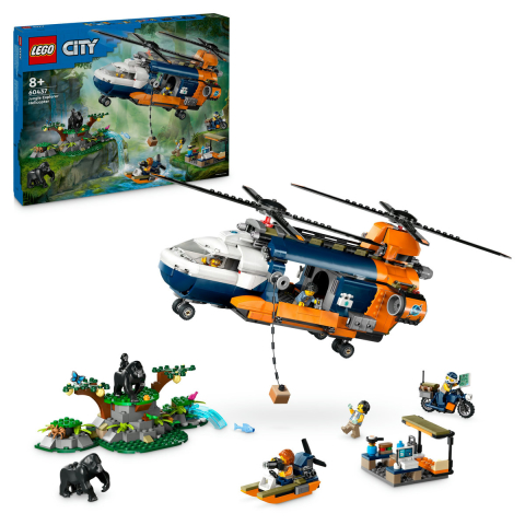 Lego City - LEGO City Elicopterul exploratorului junglei la tabara de baza 60437