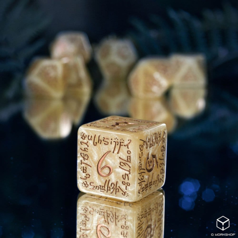 Elvish Jumbo Dice Set of 7 (Shimmering Beige & Copper) [1]