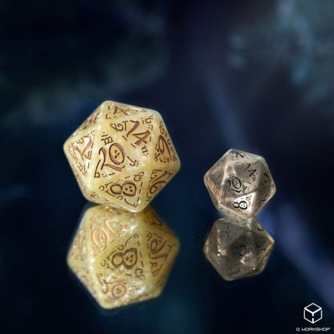 PRECOMENZI - Elvish Jumbo Dice Set of 7 (Shimmering Beige & Copper)