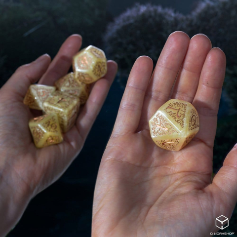 Elvish Jumbo Dice Set of 7 (Shimmering Beige & Copper) [7]