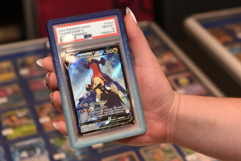 Depozitare si Protectie - Evoretro Bumper for PSA Graded Card Slab Gradient Light Blue-Dark Blue Glitter