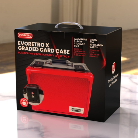 PRECOMENZI - Evoretro Trading Card Storage Box for 90 Cards X Red and Silver