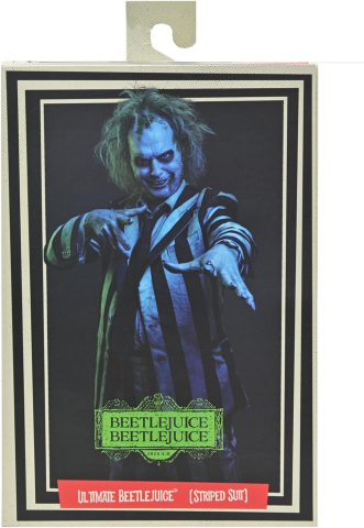 Figurine diverse - Figurina Beetlejuice Striped Suit Ultimate 18 cm NECA cu accesorii