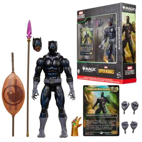 Marvel Univers - Black Panther Marvel Legends Hasbro - cutie, figurina, 8 accesorii si carte MTG foil