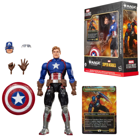 Marvel Univers - Captain America Avengers Twilight Marvel Legends Hasbro - cutie, figurina si carte MTG foil