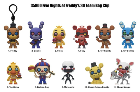PRECOMENZI - Five Nights at Freddy's 3D PVC Bag Clips Series 1 Display (24)