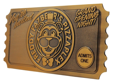PRECOMENZI - Five Nights at Freddy's Replica Pizzaplex Opening Night Ticket Limited Edition 16 x 8 cm