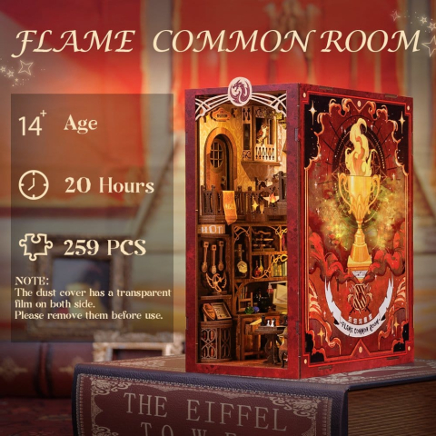Flame Common Room - DIY Book Nook Kit cu LED [6]