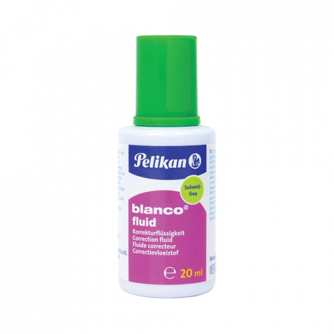 Pentru birou - Fluid corector Pelikan blanco cu pensula – pe baza de apa, 20 ml