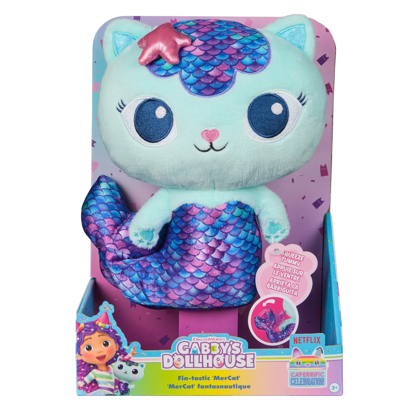 Jucarii - Gabby’s Dollhouse Plus Deluxe MerCat Interactiv 25 cm
