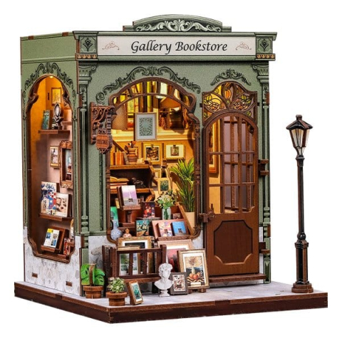 Book Nooks - Gallery Bookstore - DIY Miniature House Kit cu LED