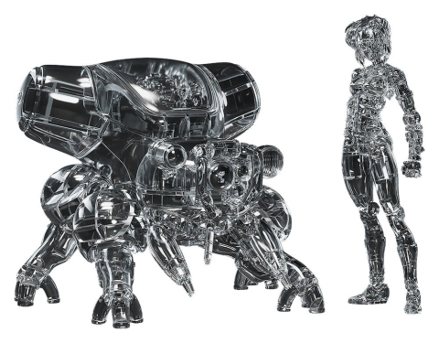 PRECOMENZI - Ghost in the Shell PLAMAX minimum factory Plastic Model Kit Motoko Kusanagi with Fuchikoma: Thermoptic Camouflage Ver. 8 cm