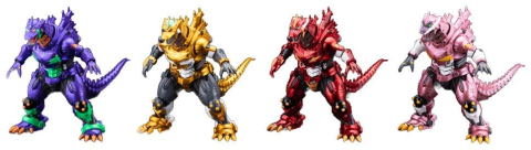 PRECOMENZI - Godzilla x Evangelion Gekizou Series Statues 4-Pack Type-3 Kiryu Eva colour Ver. Metallic color Limited Ver. 9 cm