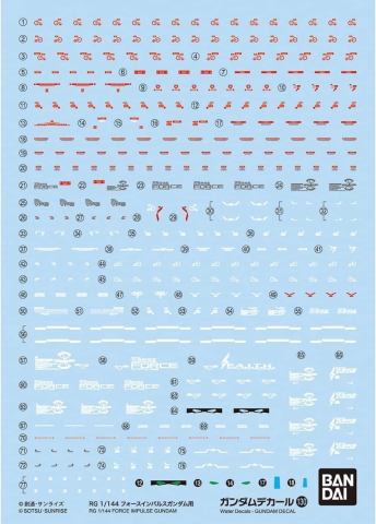 Gundam - Gundam Decal No.130 – Force Impulse 1/144 Water Slide Bandai