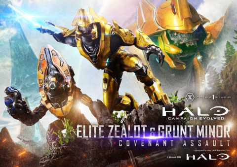 PRECOMENZI - Halo: Campaign Evolved Ultimate Premium Masterline Series Statue 1/4 Elite Zealot & Grunt Minor: Covenant Assault Bonus Version 81 cm