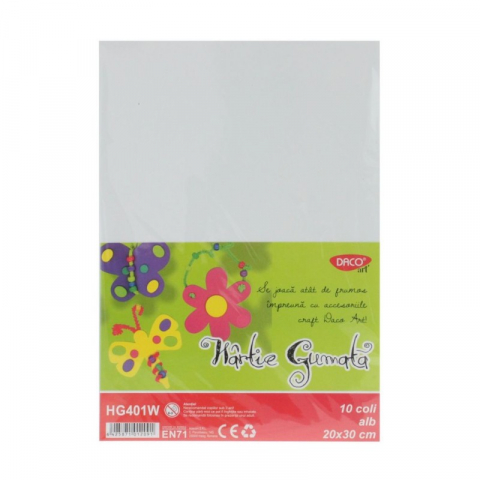 Rechizite, Creativitate, Hobby - Hartie gumata 10 coli Alb DACO HG401W