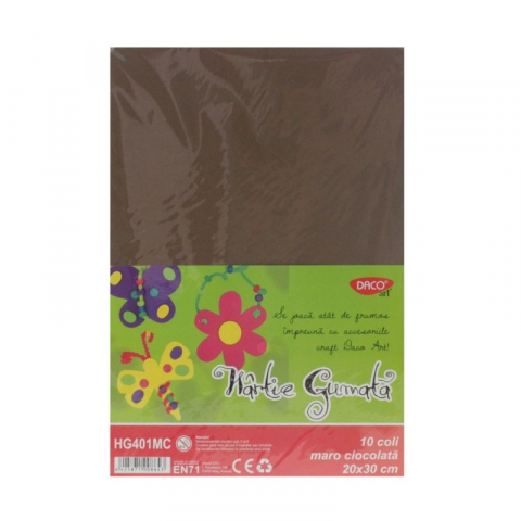 Rechizite, Creativitate, Hobby - Hartie gumata 10 coli Maro ciocolata DACO HG401MC