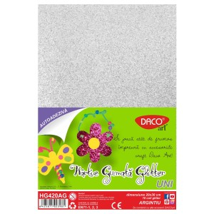 Rechizite, Creativitate, Hobby - HARTIE GUMATA AA GLITTER HG420AG 20X30CM 10COLI DACO