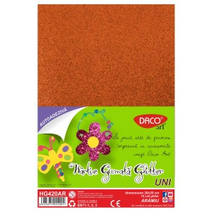 Rechizite, Creativitate, Hobby - HARTIE GUMATA AA GLITTER HG420AR 20X30CM 10COLI DACO