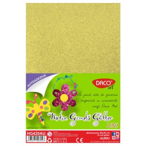 Rechizite, Creativitate, Hobby - HARTIE GUMATA AA GLITTER HG420AU 20X30CM 10COLI DACO