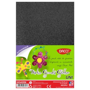 Rechizite, Creativitate, Hobby - HARTIE GUMATA AA GLITTER HG420N 20X30CM 10COLI DACO