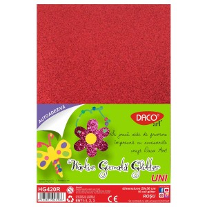 Rechizite, Creativitate, Hobby - HARTIE GUMATA AA GLITTER HG420R 20X30CM 10 COLI DACO