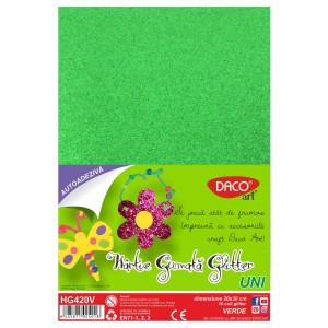 Rechizite, Creativitate, Hobby - HARTIE GUMATA AA GLITTER HG420V 20X30CM 10COLI DACO