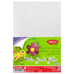 Rechizite, Creativitate, Hobby - HARTIE GUMATA AA GLITTER HG420W 20X30CM 10COLI DACO