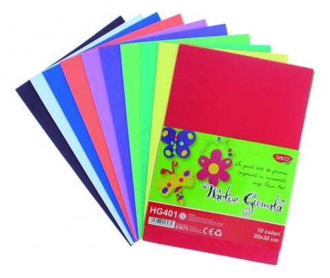 Accesorii Hartie Gumata (spuma) - Hartie gumata asortata 10 culori DACO HG401