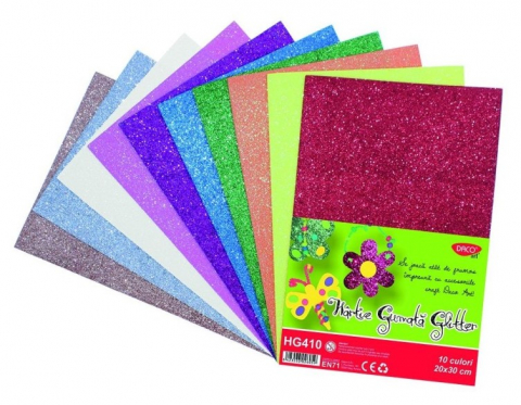 Craft - Hartie gumata glitter 10 culori DACO HG410