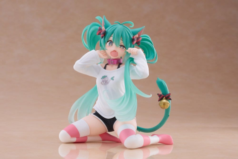 PRECOMENZI - Hatsune Miku PVC Statue Desktop Cute Figure Hatsune Miku Cat Ear T-Shirt Ver. 13 cm