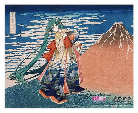 Hatsune Miku x Katsushika Hokusai iXima Canvas Art The Great Wave off Kanagawa/Fine Wind, Clear Morning 27 x 22 cm [1]