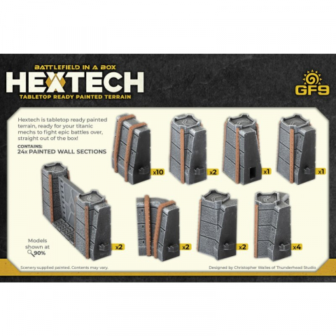 HexTech - Battlefield in a Box Terrain: Trinity City Fortress Walls (x24) - Grey [1]
