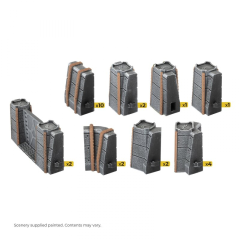 HexTech - Battlefield in a Box Terrain: Trinity City Fortress Walls (x24) - Grey [2]