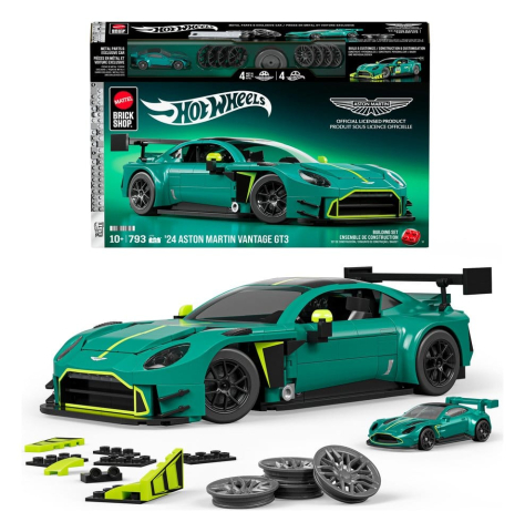 Hot Wheels Elite Mattel Brick Shop Building Set 1/16 '24 Aston Martin Vantage GT3 [7]