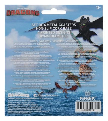 How to Train Your Dragon Coaster 4-Pack Dragon Printed Metal [4]