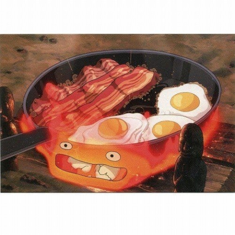PRECOMENZI - Howl´s Moving Castle Postcards Calcifer bacon & egg