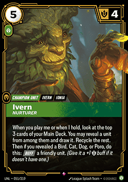 Singles Trading Card Games - Ivern, Nurturer (V.1 - Rare) Unleashed - Singlesv 051