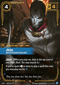 Singles Trading Card Games - Jhin, Meticulous Killer (V.1 - Epic) Unleashed - Singles 089