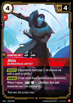 Singles Trading Card Games - Jhin, Murderous Artist (V.1 - Rare) Unleashed - Singles 022