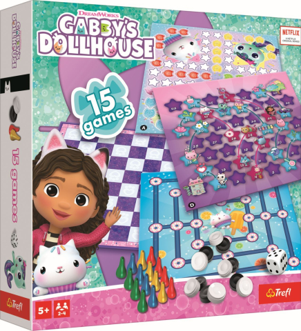 Board Games - Joc 15 in 1 Gabby's Dollhouse Set Jocuri Clasice Copii