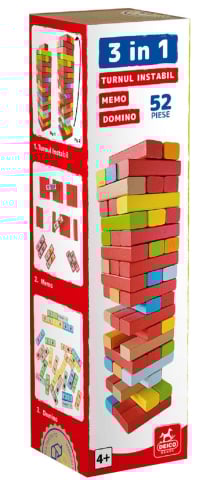 Board Games - Joc 3 in 1 Turnul Instabil, Memo si Domino
